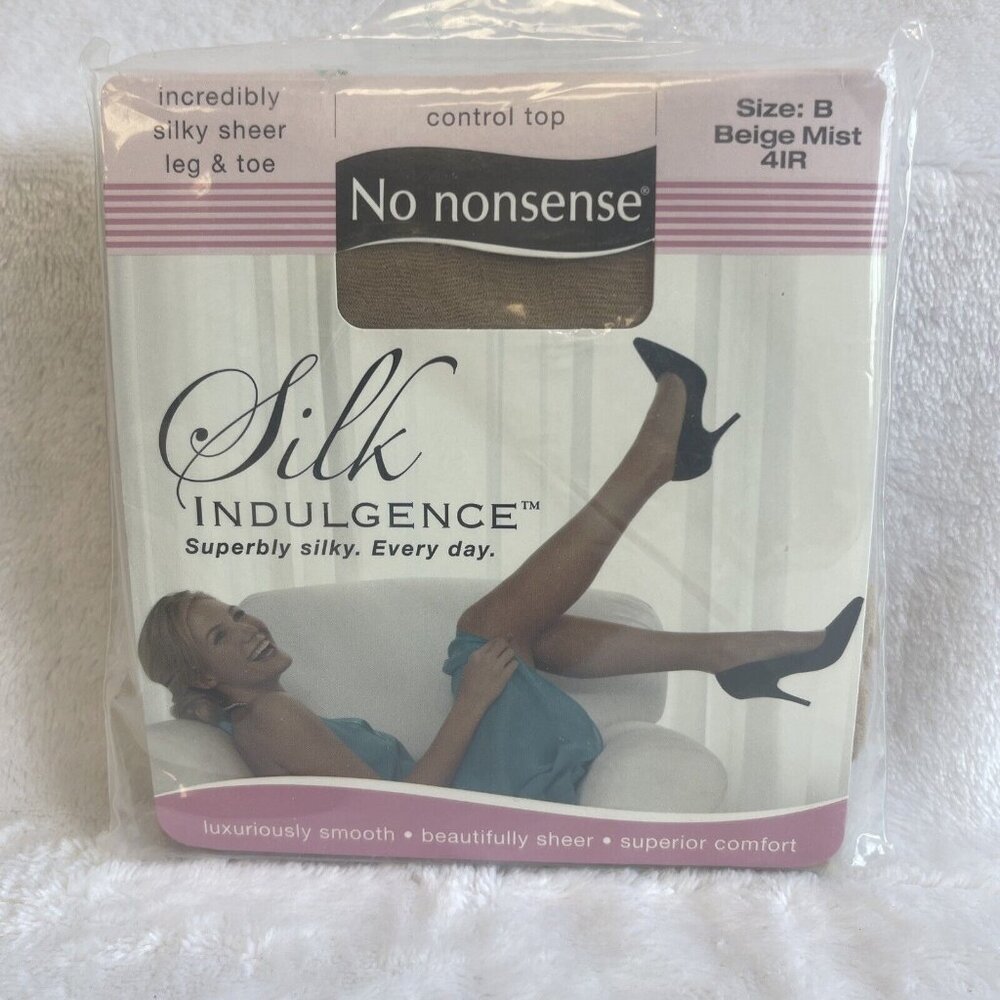 No Nonsense Silk Indulgence Control Top Beige Mist Size B Pantyhose 4IR